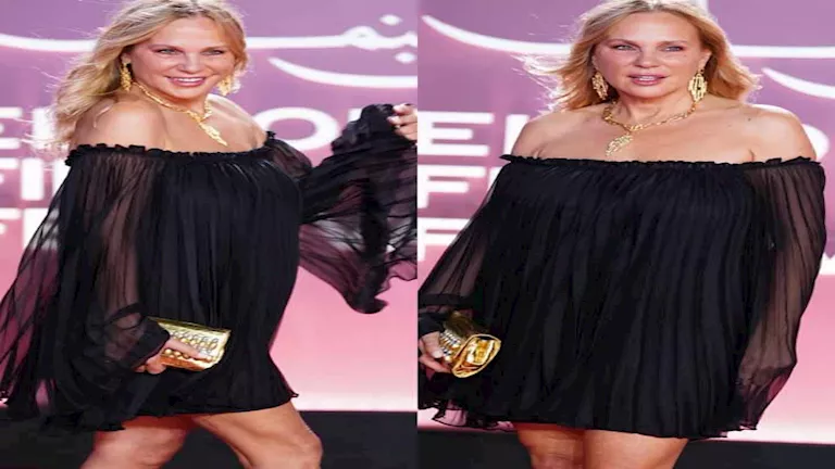 شيرين رضا بفستان أسود شيفون من شي إن بـ3 آلاف جنيه